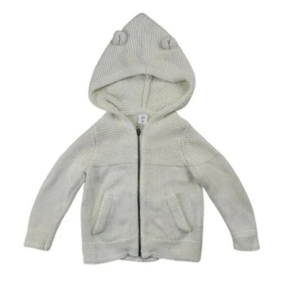 Gap Kids Knitted Bear Hoodie Sweater Jacket Size 3 - Picture 1 of 7